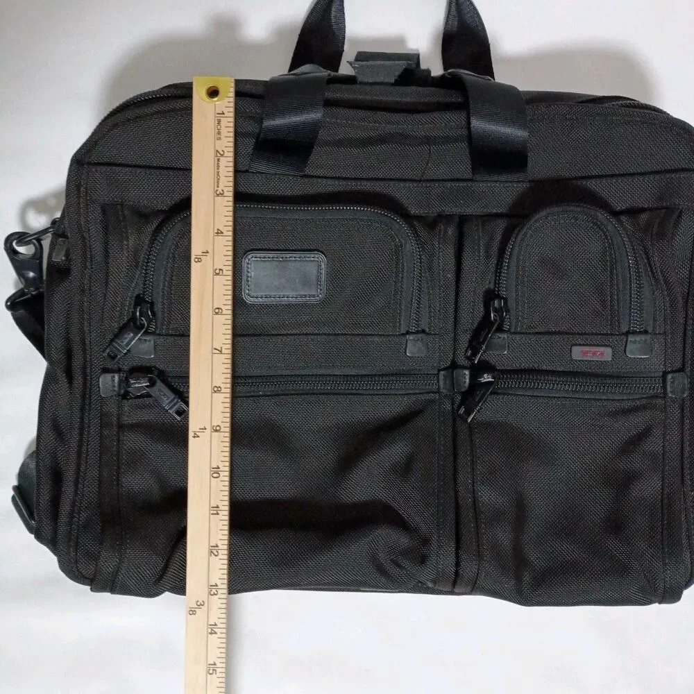 TUMI Briefcase Black 26160DH Business Bag Durable Expandable Pockets 13x17 Used
